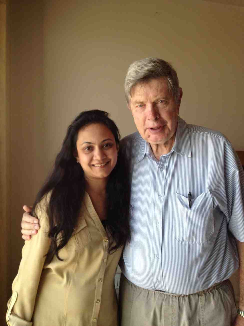 Patient with doctor after successful treatment in India